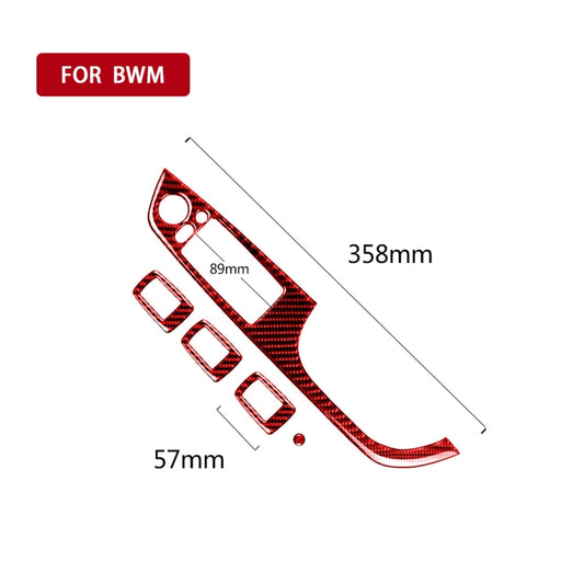 5 PCS Set For BMW 3 Series E90 Carbon Fiber Car Right Drive Window Lift Panel Decorative Sticker, Diameter: 35.8cm (Red) by buy2fix