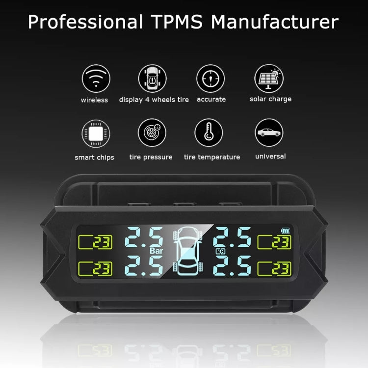 Car High Precision Solar Charging Tire Pressure Monitoring System TPMS, External Voice Sensor - In Car by buy2fix | Online Shopping UK | buy2fix