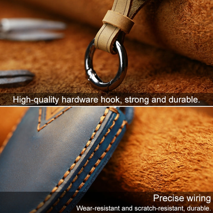 For PEUGEOT Car Cowhide Leather Key Protective Cover Key Case(Blue) by buy2fix