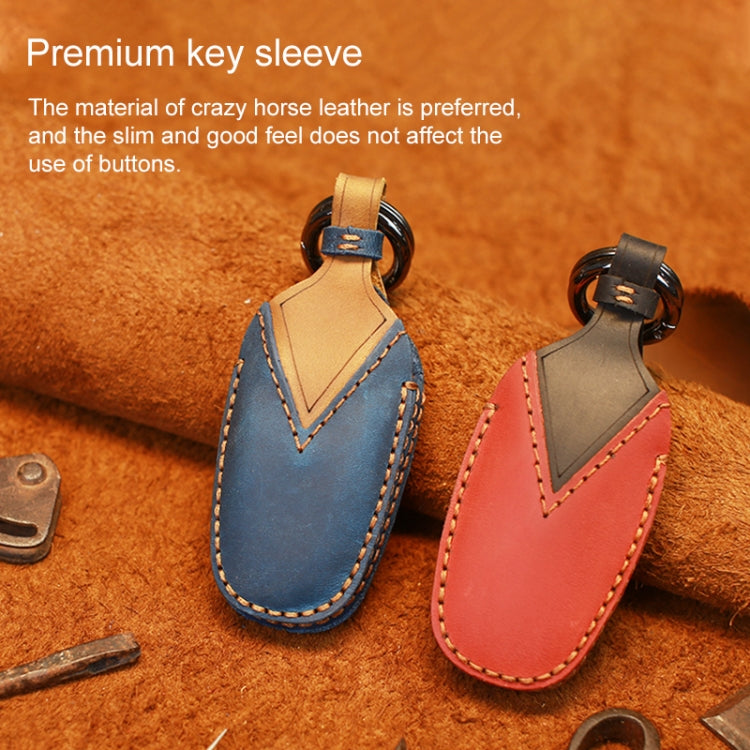 For PEUGEOT Car Cowhide Leather Key Protective Cover Key Case(Blue) by buy2fix