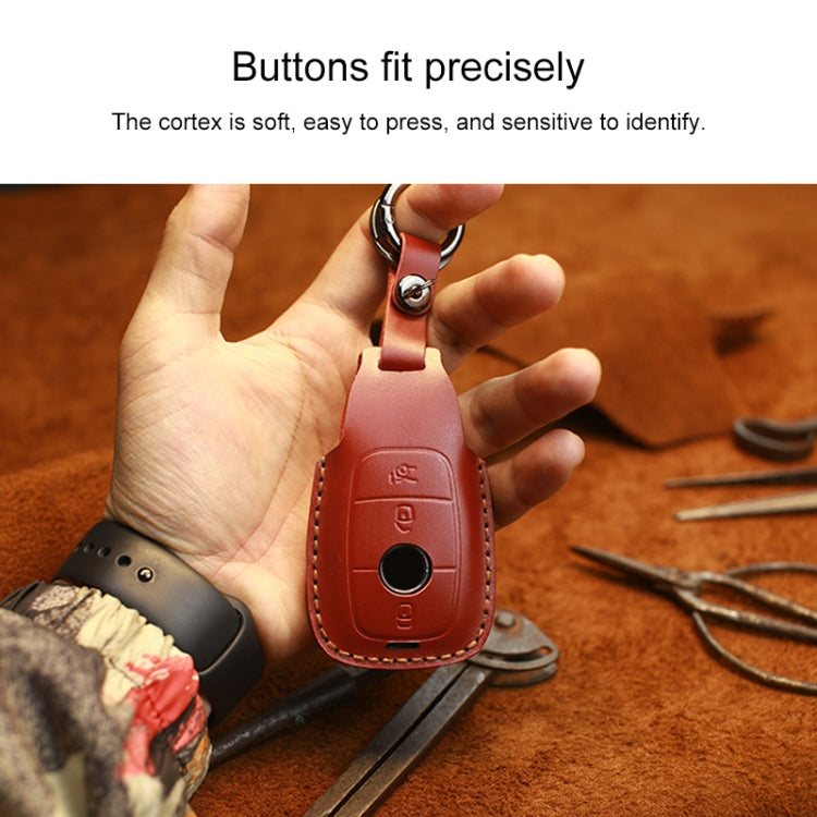 For Mercedes-Benz Colorful Edge Style Car Cowhide Leather Key Protective Cover Key Case (Blue) by buy2fix