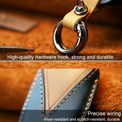 For Toyota Car Cowhide Leather Key Protective Cover Key Case, Three Keys Version (Blue) by buy2fix