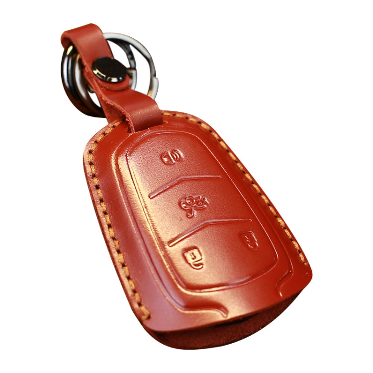 For Cadillac Car Cowhide Leather Key Protective Cover Key Case, Four Keys Version (Red) by buy2fix