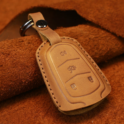 For Cadillac Car Cowhide Leather Key Protective Cover Key Case, Four Keys Version (Brown) by buy2fix
