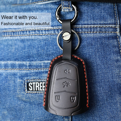For Cadillac Car Cowhide Leather Key Protective Cover Key Case, Five Keys Version (Black) by buy2fix