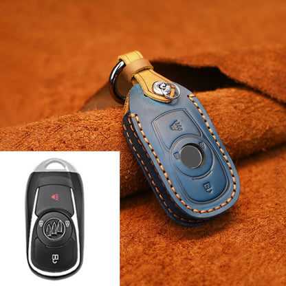 For Buick Car Cowhide Leather Key Protective Cover Key Case, Four Keys Version (Blue) by buy2fix
