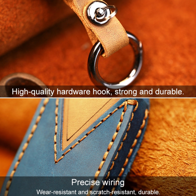 For Buick Car Cowhide Leather Key Protective Cover Key Case, Four Keys Version (Blue) by buy2fix