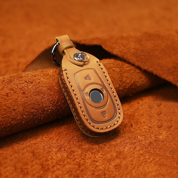 For Buick Car Cowhide Leather Key Protective Cover Key Case, Four Keys Version (Brown) by buy2fix