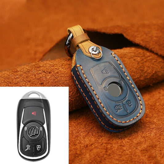 For Buick Car Cowhide Leather Key Protective Cover Key Case, Five Keys Version (Blue) by buy2fix