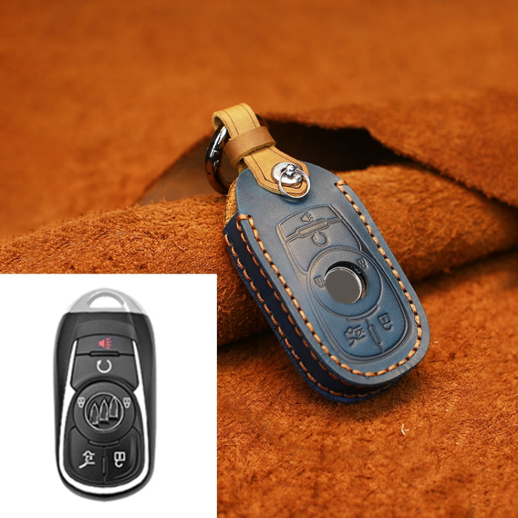 For Buick Car Cowhide Leather Key Protective Cover Key Case, Six Keys Version (Blue) by buy2fix