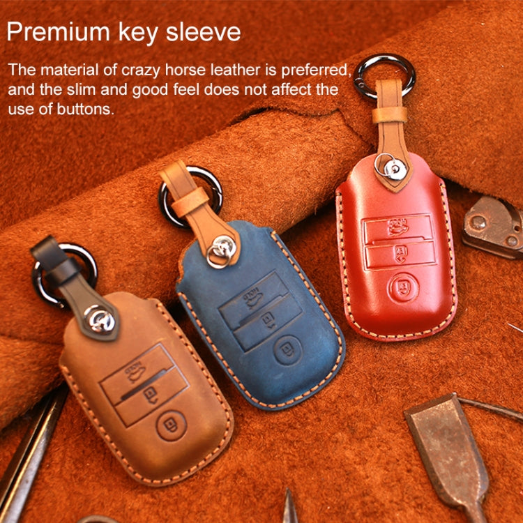 For Kia Old Style Car Cowhide Leather Key Protective Cover Key Case (Brown) by buy2fix