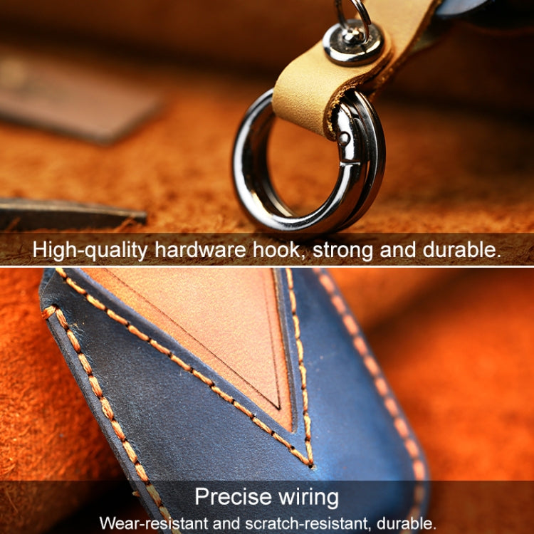 For Nissan Car Cowhide Leather Key Protective Cover Key Case, Three Keys Tailgate Version (Blue) by buy2fix