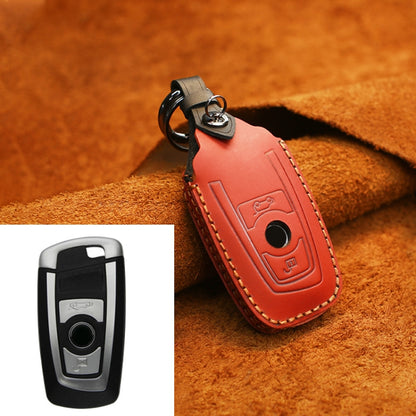 For BMW Old Style Car Cowhide Leather Key Protective Cover Key Case, Two Keys Version (Red) by buy2fix