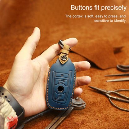 For BMW Old Style Car Cowhide Leather Key Protective Cover Key Case, Two Keys Version (Brown) by buy2fix