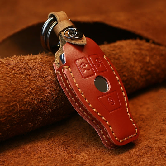 For Mercedes-Benz Old Style Car Cowhide Leather Key Protective Cover Key Case (Red) by buy2fix