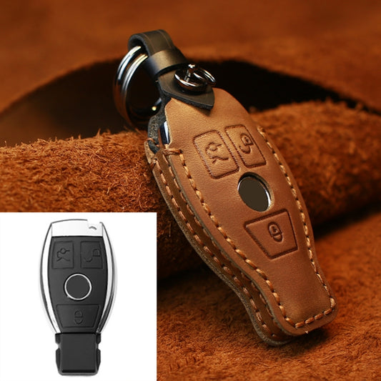 For Mercedes-Benz Old Style Car Cowhide Leather Key Protective Cover Key Case (Brown) by buy2fix