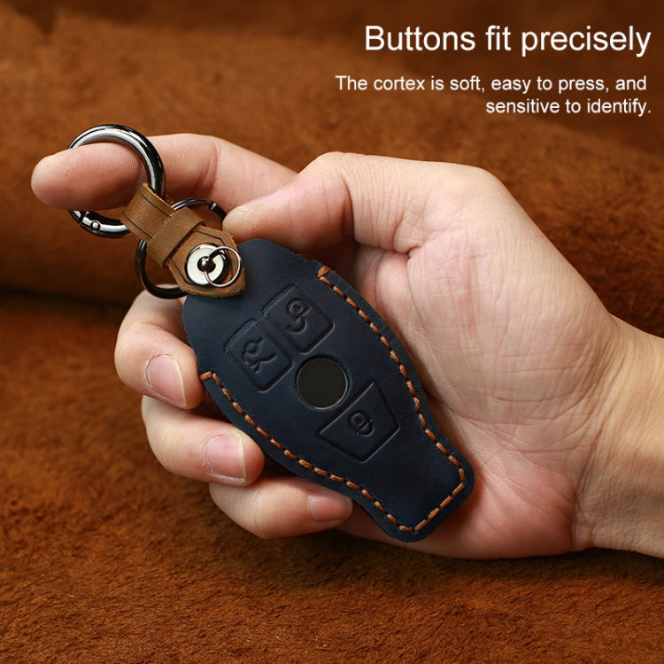 For Mercedes-Benz Old Style Car Cowhide Leather Key Protective Cover Key Case (Brown) by buy2fix