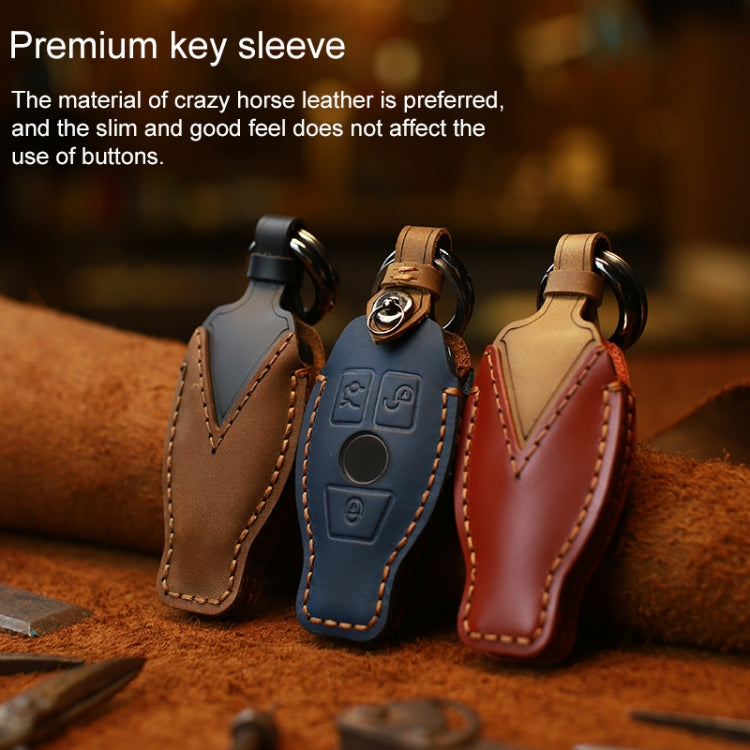 For Mercedes-Benz Old Style Car Cowhide Leather Key Protective Cover Key Case (Brown) by buy2fix