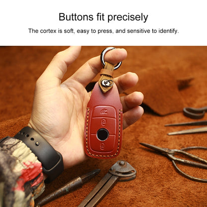 For Mercedes-Benz New Style Car Cowhide Leather Key Protective Cover Key Case (Brown) by buy2fix