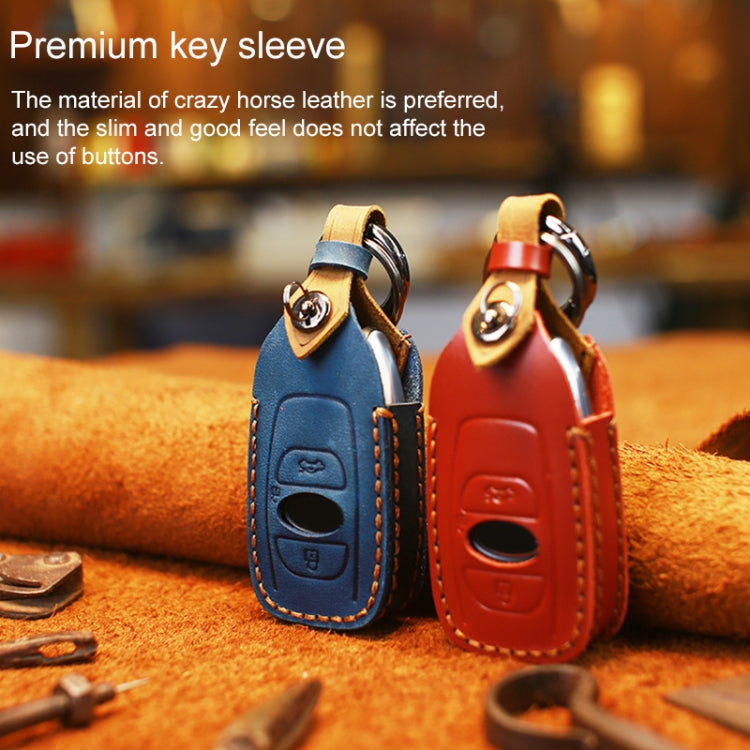For Subaru Car Cowhide Leather Key Protective Cover Key Case (Red) by buy2fix
