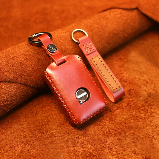 For Volvo Single Slit Style Car Cowhide Leather Key Protective Cover Key Case (Red) by buy2fix
