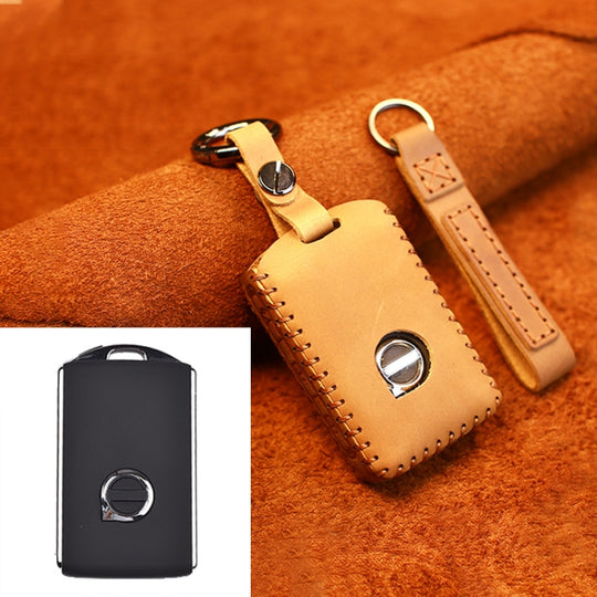 Pour Volvo simple fente Style voiture en cuir de vachette clé housse de protection étui à clés (marron)