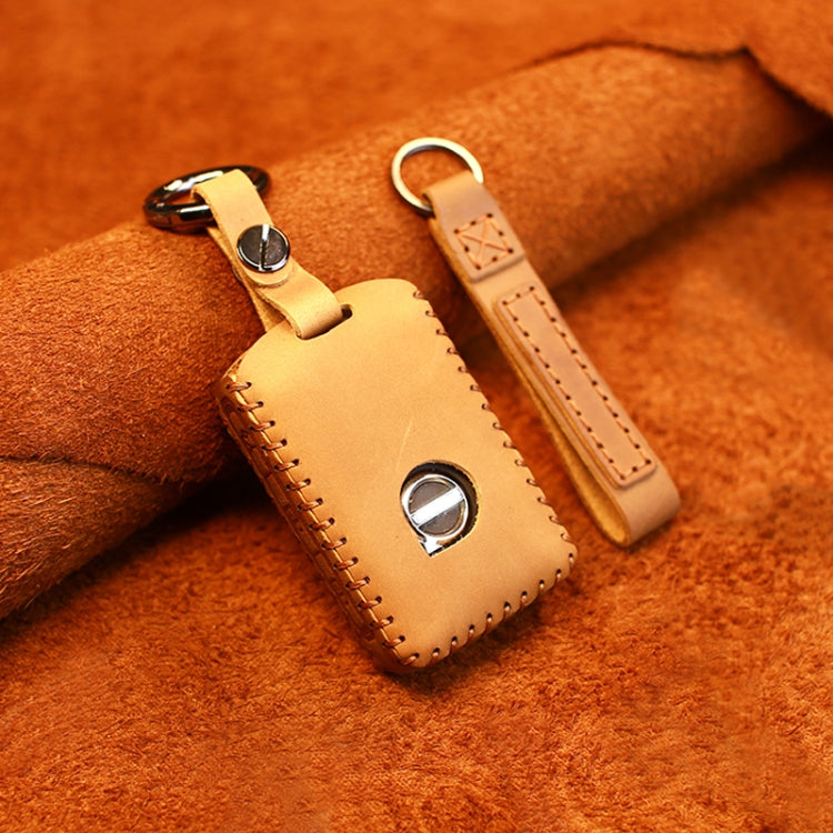 For Volvo Single Slit Style Car Cowhide Leather Key Protective Cover Key Case (Brown) by buy2fix