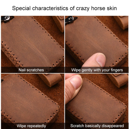 For Volvo Single Slit Style Car Cowhide Leather Key Protective Cover Key Case (Brown) by buy2fix