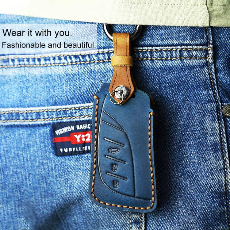 For Lexus New Style Car Cowhide Leather Key Protective Cover Key Case (Blue) by buy2fix