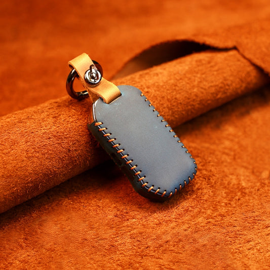 For Kia Car Cowhide Leather Key Protective Cover Key Case, Square Version (Blue) by buy2fix