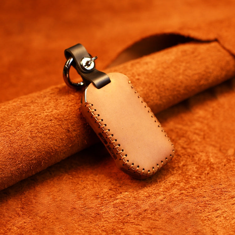 For Kia Car Cowhide Leather Key Protective Cover Key Case, Square Version (Brown) by buy2fix