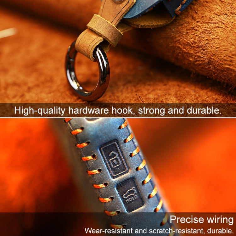 For Kia Car Cowhide Leather Key Protective Cover Key Case, Square Version (Brown) by buy2fix