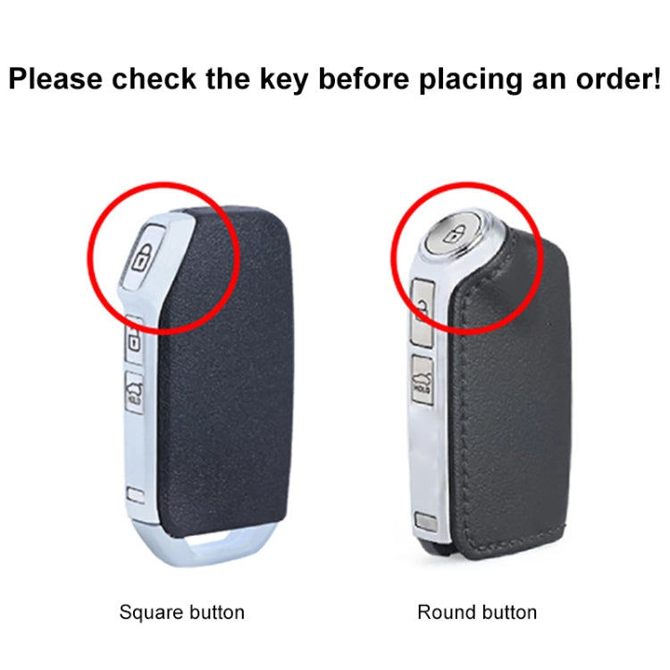 For Kia Car Cowhide Leather Key Protective Cover Key Case, Square Version (Brown) by buy2fix