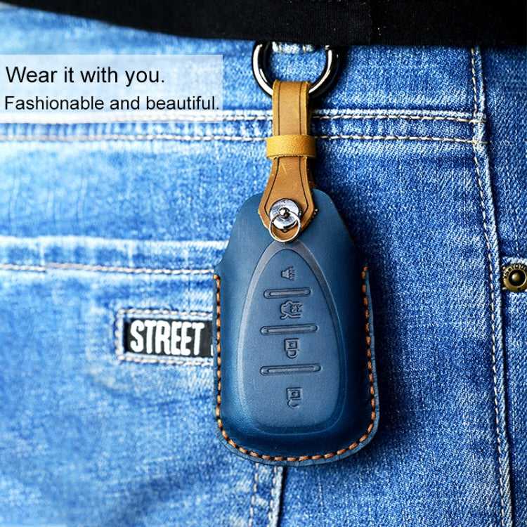 For Chevrolet Car Cowhide Leather Key Protective Cover Key Case, Three Keys Version (Red) by buy2fix