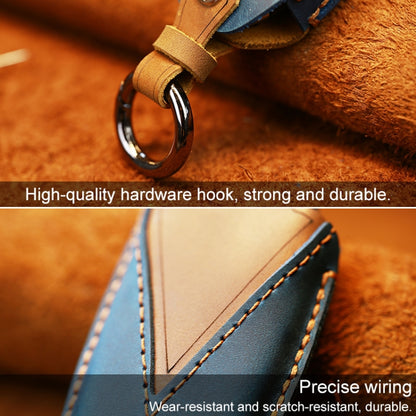 For Chevrolet Car Cowhide Leather Key Protective Cover Key Case, Five Keys Version (Blue) by buy2fix