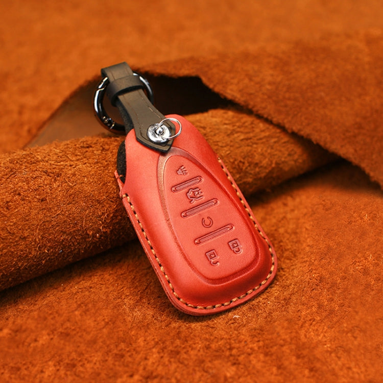 For Chevrolet Car Cowhide Leather Key Protective Cover Key Case, Five Keys Version (Red) by buy2fix
