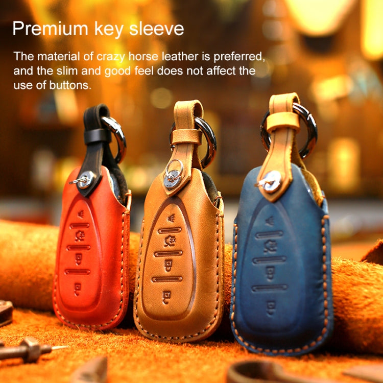 For Chevrolet Car Cowhide Leather Key Protective Cover Key Case, Five Keys Version (Red) by buy2fix