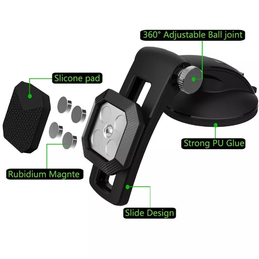 Multifunctional Car Center Console Dashboard Suction Cup Magnetic Phone Holder (Green) by buy2fix