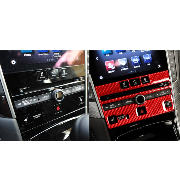 Car Carbon Fiber A Style CD Console Panel Decorative Sticker for Infiniti Q50 2014-2020, Left Drive(Red) - In Car by buy2fix | Online Shopping UK | buy2fix