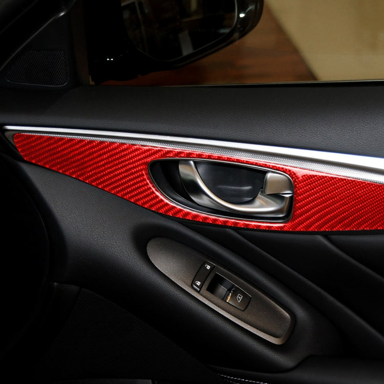 Car Carbon Fiber B Style Door Handle Panel Decorative Sticker for Infiniti Q50 2014-2020, Left Drive(Red) - In Car by buy2fix | Online Shopping UK | buy2fix