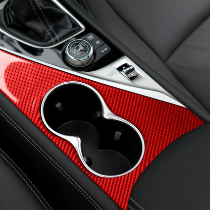 Car Carbon Fiber Water Cup Holder Panel Decorative Sticker for Infiniti Q50 2014-2020, Right Drive(Red) - In Car by buy2fix | Online Shopping UK | buy2fix