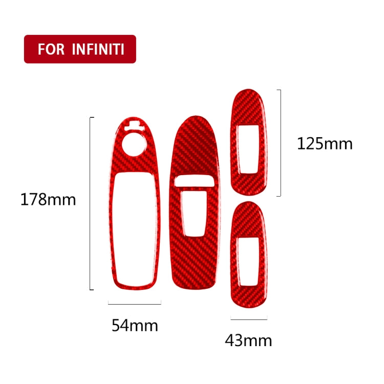 Car Carbon Fiber B Style Window Glass Lift Panel Decorative Sticker for Infiniti Q50 2014-2020, Left Drive (Red) - In Car by buy2fix | Online Shopping UK | buy2fix