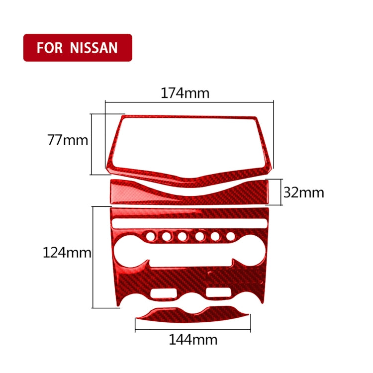 5 in 1 Car Carbon Fiber Air Conditioning Adjustment Panel Decorative Sticker for Nissan 370Z / Z34 2009-, Left and Right Drive Universal (Red) by buy2fix