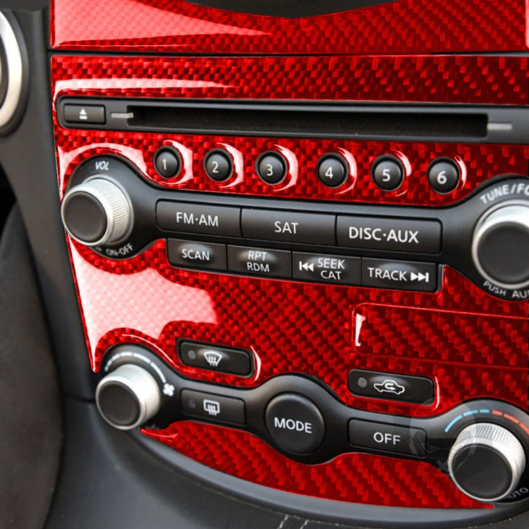 5 in 1 Car Carbon Fiber Air Conditioning Adjustment Panel Decorative Sticker for Nissan 370Z / Z34 2009-, Left and Right Drive Universal (Red) by buy2fix