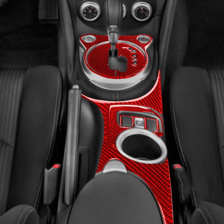 5 in 1 Car Carbon Fiber Gear Water Cup Holder Panel Decorative Sticker for Nissan 370Z / Z34 2009-, Right Drive (Red) by buy2fix