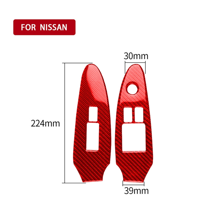 2 in 1 Car Carbon Fiber Window Lift Panel Decorative Sticker for Nissan 370Z / Z34 2009-, Right Drive Low-configured (Red) - In Car by buy2fix | Online Shopping UK | buy2fix