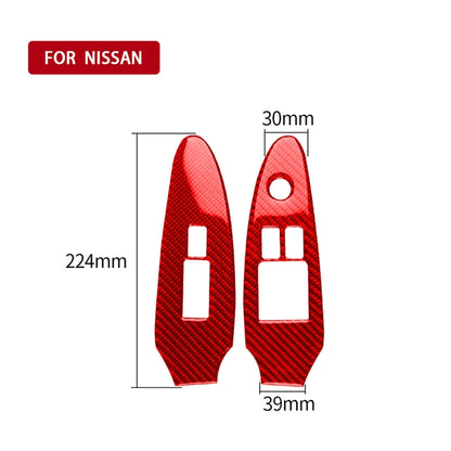 2 in 1 Car Carbon Fiber Window Lift Panel Decorative Sticker for Nissan 370Z / Z34 2009-, Right Drive Low-configured (Red) - In Car by buy2fix | Online Shopping UK | buy2fix