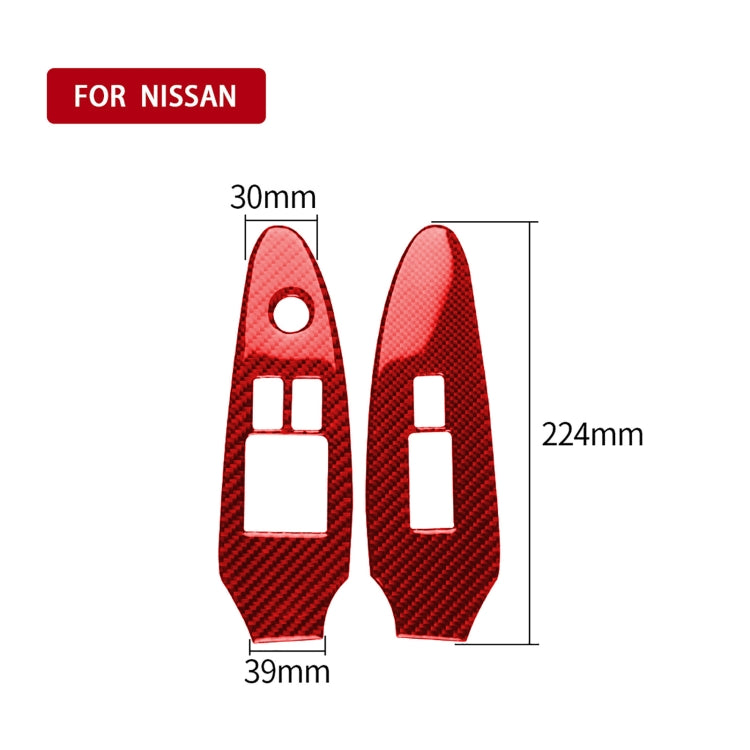 2 in 1 Car Carbon Fiber Window Lift Panel Decorative Sticker for Nissan 370Z / Z34 2009-, Left Drive Low-configured (Red) - In Car by buy2fix | Online Shopping UK | buy2fix