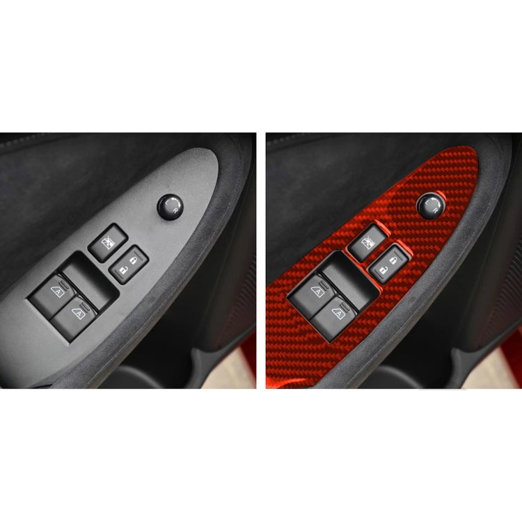 2 in 1 Car Carbon Fiber Window Lift Panel Decorative Sticker for Nissan 370Z / Z34 2009-, Left Drive Low-configured (Red) - In Car by buy2fix | Online Shopping UK | buy2fix