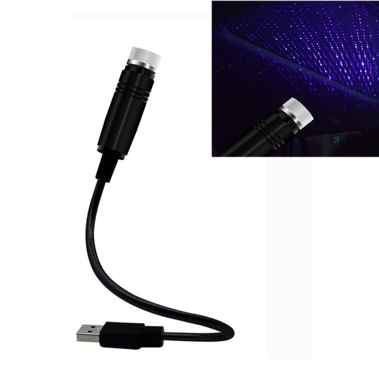 Lampe de tuyau de projecteur de dôme d'étoile USB de voiture, version constamment lumineuse (bleu violet)